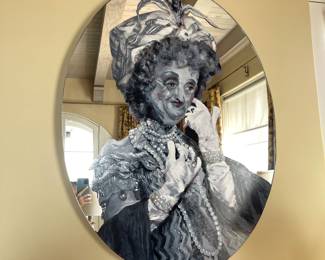 Rachel Feinstein mirrored piece Eileen with Gloves 2009 Enamel on Mirror 105.4 x 78.1 cm
