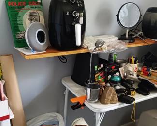 first bedroom, everything from soup to nuts including an air fryer