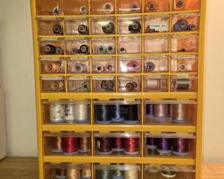Wall Tabletop Storage Unit Filled with Embroidery Thread