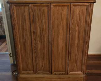 Large Rolling Television Cabinet Includes Working JVC TV