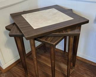 3 Vintage MCM Square Nesting Tables
