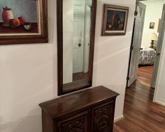Adorable Vintage Entryway Cabinet with Mirror