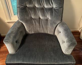 Blue Tufted Back Swivel Chair