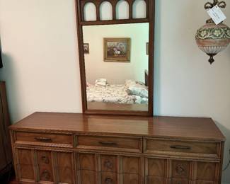 MCM Vintage Dixie Lowboy Dresser with Mirror