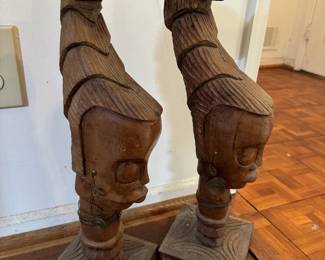 Pair of African Hand Carved Statues