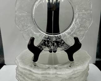 Set of 10 Vintage Cambridge Rose Point Salad Plates