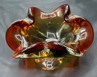 Vintage MCM Art Glass Free Form Ashtray