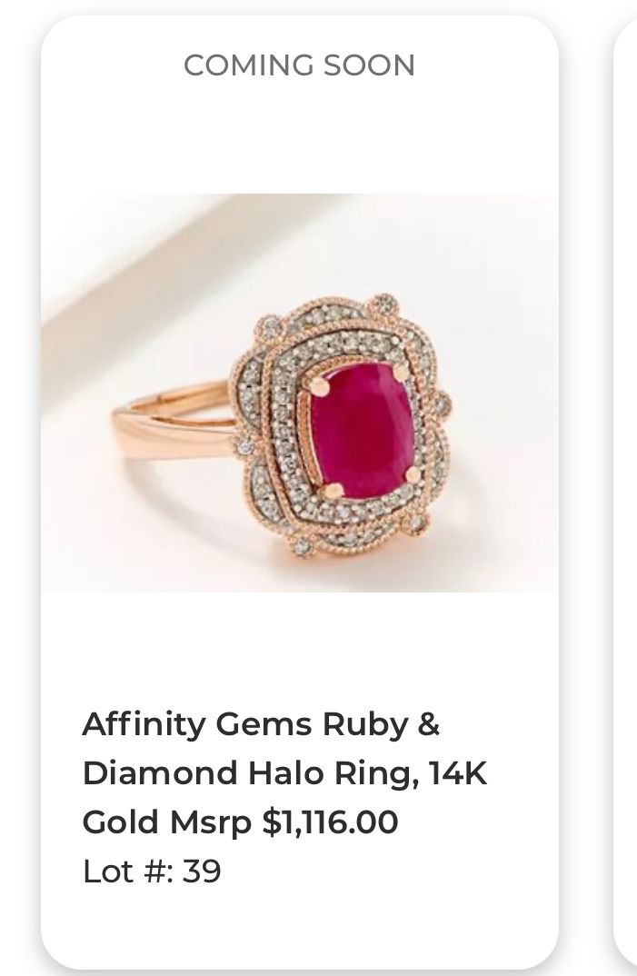 Affinity Gems Ruby & Diamond Halo Ring, 14K Gold Msrp $1,116.00