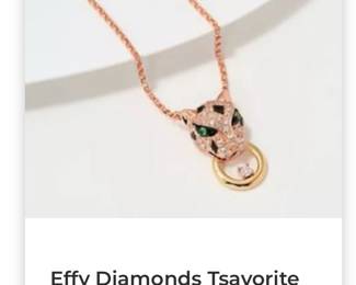 Effy Diamonds Tsavorite Panther Necklace, 14k Rose Gold MSRP $1,160