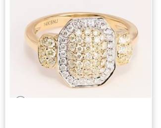 Affinity Diamonds Fancy Yellow & White Diamond Ring, 14K Gold Msrp $2,049.00