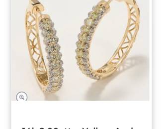 14k 2.00cttw Yellow And White Diamond Hoop Earrings