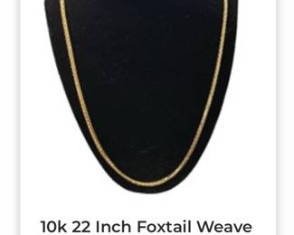 10k 22 inch foxtail weave necklace 