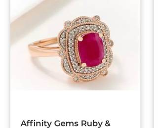 Affinity Gems Ruby & Diamond Halo Ring, 14K Gold Msrp $1,116.00
