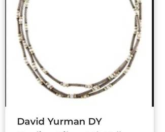 Authentic David yurman DY Sterling silver 14k yellow gold 3 cable 3mm pearl necklace