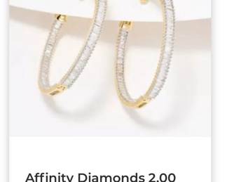 Affinity Diamonds 2.00 Cttw Baguette Hoop Earrings, 14k MSRP $2,722.00