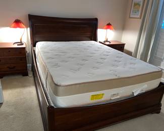Queen Headboard, Rails and Footboard $300 - Available 
Queen Mattress and Boxspring $495- SOLD 