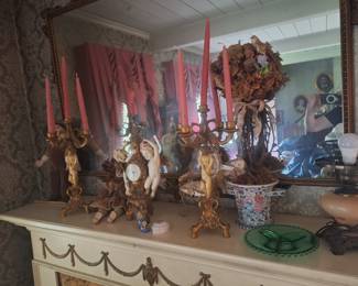 angel clocks and candle sticks