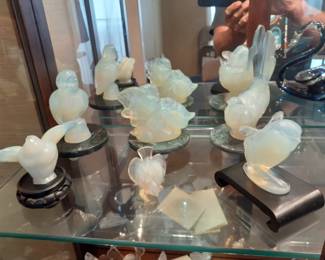 Sabino Signed Opalescent Art Glass Figures from France 