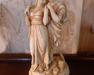 Rudolstadt Bisque Porcelain Man & Woman Couple Figurine with a  matte glaze finish. Circa early 1900s