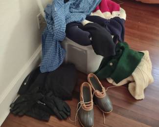 Men’s vintage and new. Belts ties and athletic attire.