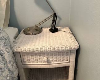 White wicker side tables
