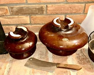 large stoneware insulators, etc.