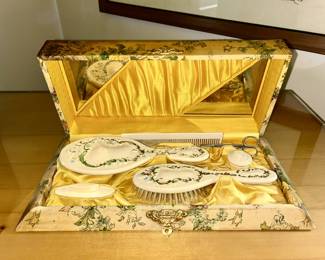 Antique dresser set in original decorative box