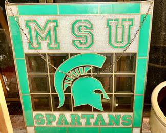 MSU Spartans glass wall hanging