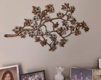 Vintage Mid-Century Modern Burwood Dogwood 41" Tall Wall Hanging Acrylic