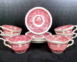 GRLI234 Vintage Masons Vista Ironstone Coffee Cups  Saucers Comes with 6 coffee cups and 6 saucer plates.

