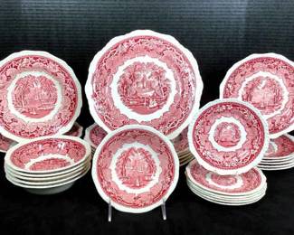 GRLI233 Vintage Masons Vista Ironstone Transferware This set includes dinner plates, salad bowls, salad plates and more
