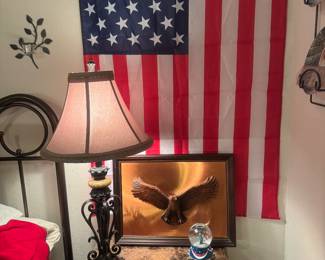 America Flag. Eagle Decor. Statue of Liberty, Musical Snow Globe