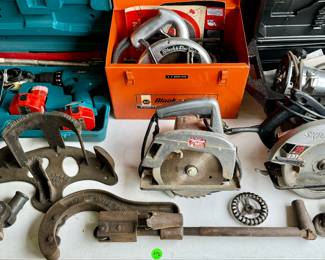 Circular Saws, Router, Cast Iron Hose Reel, Pipe Cutter