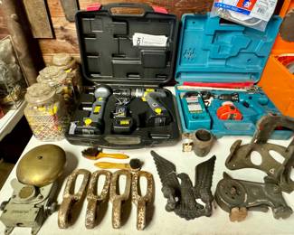 Mac Cordless Power Drill Set, Makita Cordless Power Drill Set, School Bell, Wire Nuts, Brackets