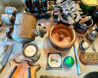 Antique Toaster, Cuckoo Clock, Pencil Sharpener, Unique Double Oil Lantern