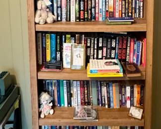 Bookcase w/ Plenty of Reading Material, Straw Hats, MC Desk Lamp