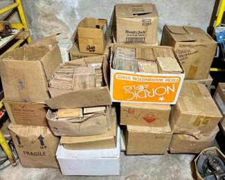 Boxes full of parquet flooring
