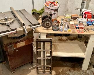 Electrical Cords, Hardware, Work Bench, Grinder, Table Saw