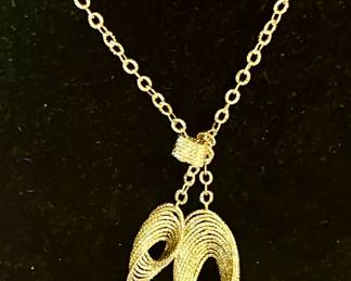 14k gold necklace earrings and ring. 