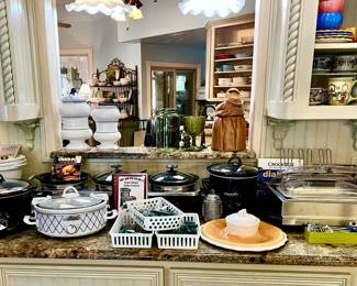 CROCK POTS GALORE AND SILVERWARE!