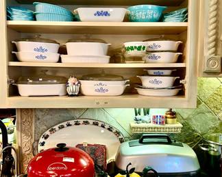 CORNING INCLUDING THE TURQUOISE BUTTERPRINT CASSEROLE DISH!  SEE IT?