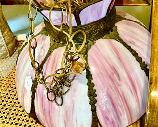 SLAG GLASS VINTAGE LIGHT FIXTURE.