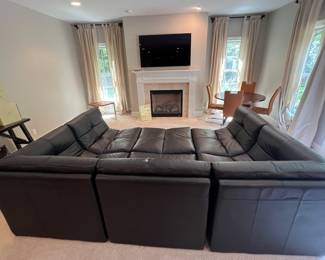 Six piece black sectional sofa
