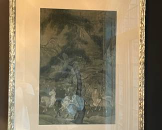 Pair of framed Chinese countryside scenes