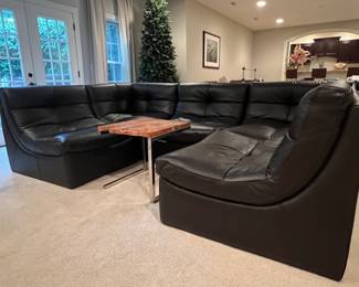 Six piece black sectional sofa