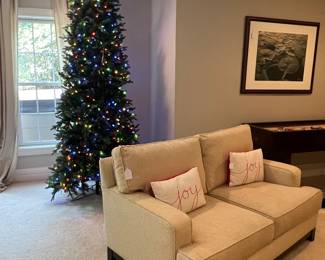 Loveseat and Christmas tree