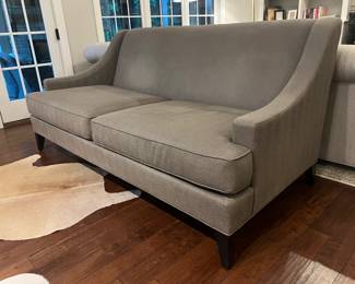 Ethan Allen gray sofa is 78 inches long 36 inches high and 42 inches deep