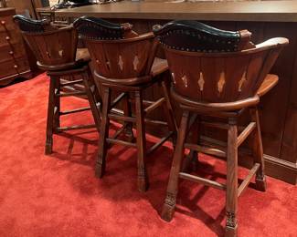SUPERB ROMWEBER BAR STOOLS WITH LEATHER BACKS