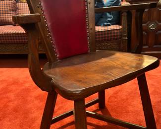 WONDERFUL ROMWEBER LEATHER BACKED ARMCHAIR WITH HORSEHEAD MOTIF