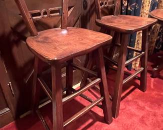 PAIR OF HANDSOME ROMWEBER BAR STOOLS WITH HORSE HEAD MOTIF